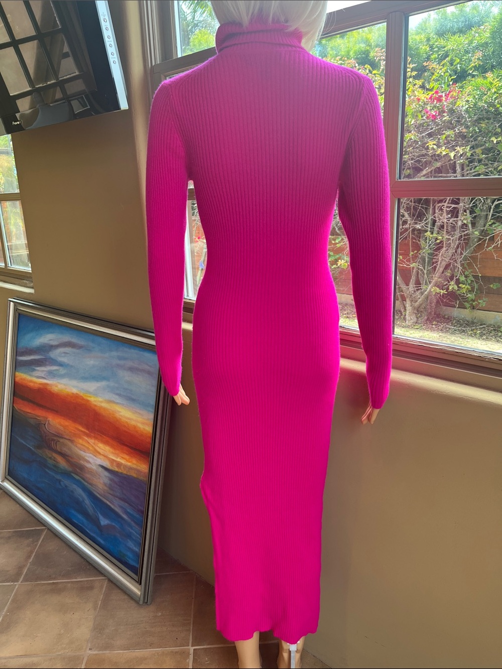 Charter Club Women's Vibrant Hot Pink Ribbed Cashmere Sweater Dress - Picture 4 of 8
